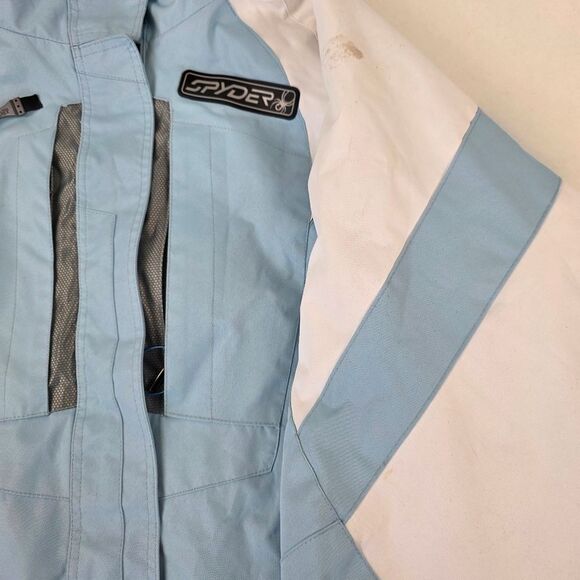 Women "Spyder" Powder Blue/white, Heavy Winter Snowboard Ski Full Zip Jacket 2XL - Picture 2 of 14